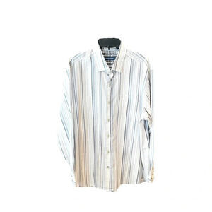 Tommy Bahama men’s cotton blend long sleeve button shirt SZ XL white blue stripe